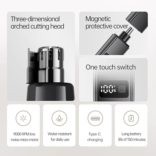 Ear and Nose Hair Trimmer,Gifts for Men,Professional PainlessFacial Hair Trimmer for Men Women,Portable Design USB Rechargeable,Travel Trimmer,Removable and Washable
