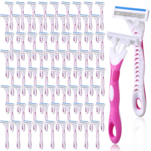72 Count Women's Disposable Razors Blades Bulk 3 Blade Razors for Women Disposable Head Razor Sensitive Skin Razor Comfortable Shave for Bathing Hotel Travel
