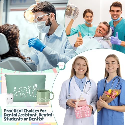 30 Pcs Dental Assistant Week Gifts Bulk Ceramic Coffee Mugs Cosmetic Teeth Makeup Bags Teeth Stress Toy Dentist Dental Hygienist Thank You Gift for Orthodontic Staff Office Team Dentist Day