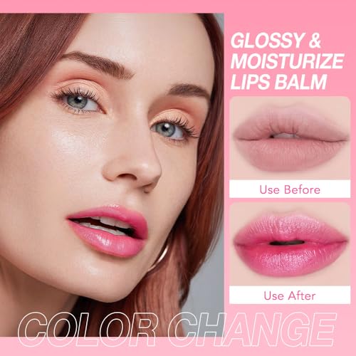 BINGBRUSH 8Pcs Color Changing Lip Balm Change Lipstick set,Fruit Ultra Moisturizing & Repairing Lip Care for Dry, Lip Tint Stain Gloss Balm Long Lasting Waterproof Moisturizer Lipstick Set for Women