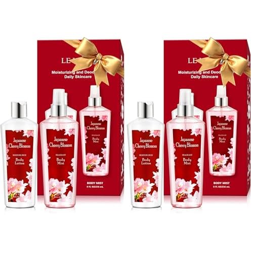 Japanese Cherry Blossom Bath and Body Care Set - Body Mist and Body Cream Set, Nourishing and Moisturizing Daily Skincare - 8fl.oz / 236mL Each (2-Piece Bundle£© (Pack of 2)