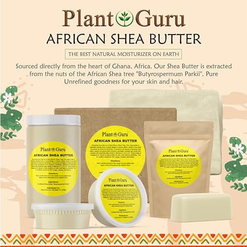 Plant Guru Raw African Shea Butter 5 lbs. Bulk Block 100% Pure Natural Unrefined IVORY - Ideal Moisturizer For Dry Skin, Body, Face And Hair Growth. Great For DIY Soap and Lip Balm Making.