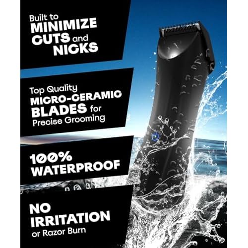 BALLS Trimmer V3 The Archibald - Body & Pubic Hair Shaver for Men - No Cuts, Sacksafe Guard, Rechargeable, 100% Waterproof, Cordless - Wet/Dry with Replaceable Ceramic Blades Archibald Trimmer