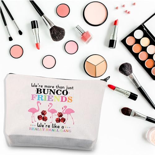BDPWSS Bunco Gift Flamingo Makeup Bag We're More Than Just Bunco Friends Funny Bunco Gang Gift Dice Game Bunco Player Gift (Bunco Friends)