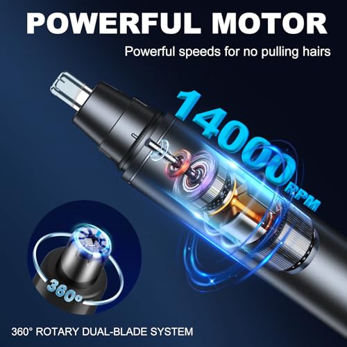 Ear and Nose Hair Trimmer for Men Women,14,000 RPM Motor with LED Display, Rechargeable Ear Hair Trimmer with Dual Edge Blades