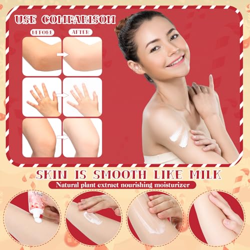 48 Set Christmas Candy Peppermint Cane Lip Balm and Body Lotion Bulk Christmas Hand Cream for Women Peppermint Lip Balm for Women Men Travel Size Body Lotion Gift