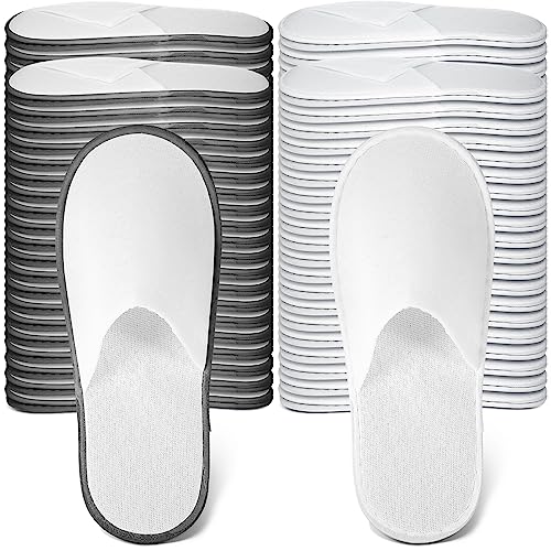 Ramede 80 Pairs Non Slip Disposable Slippers Bulk Hotel Spa Fluffy Closed Toe Indoor Slippers for Guests Men Women Home Wedding Travel Party