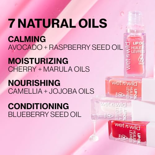 wet n wild Lip Oil - Lightweight, Non-Sticky, Hydrating & Nourishing Formula with Marula & Jojoba Oils, Vegan & Cruelty-Free - Cedar Rose (Pack of 2)