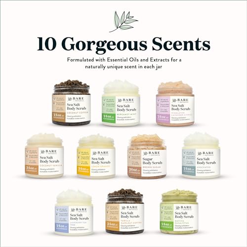 Bare Botanics Exfoliating Shower Gloves + Bergamot Mint Body Salt Scrub
