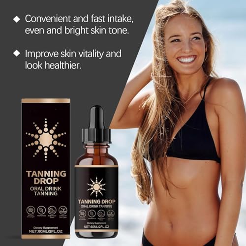 Tanning Drops, 2Fl Oz Sunless Tanning Drops To Drink, Bronzing Tanner for Face and Body, Long-Lasting Tans Without Sun, Enhancing Natural Skin Tone for All Skin Types