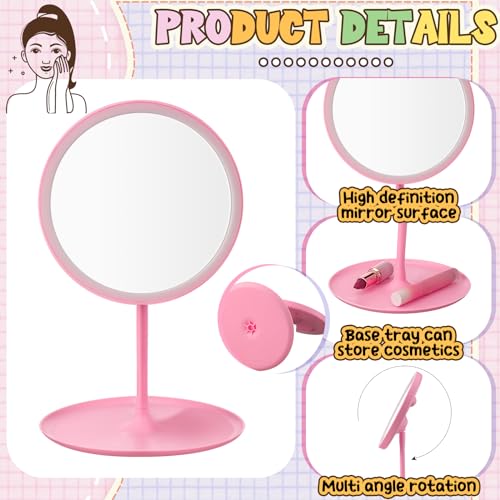 6 Pcs Spa Party Mirror Spa Party Supplies Sleepover Favors Accessory Make up Table Mirror for Sleepover Slumber Birthday Favors Adult Women Gift(Pink)