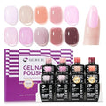 gelike ec Jelly Gel Polish Set: 10 Nail Gel Colors Kit with Base and Top Coat Hema Free and Safe Formula One Coat Coverage Smooth Easy to Use on Natural Nails Long Lasting for Young Women DIY at Home