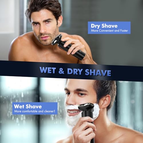 Electric Razor for Men, 2025 Magnetic Electric Shavers, IPX7 Waterproof Wet/Dry Mens Shaver, Smart LED Display & All-in-One Charging Base with Trimmers