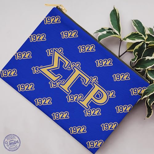 Sigma Gamma Rho Sorority Paraphernalia - Greek Letters - Flat Makeup Pouch & Accessory Bag - Greek Letters