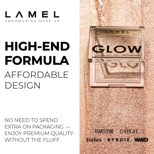 LAMEL Glow Highlighter: Face Make Up & Contour Palette in Deep, Vibrant Colors - Natural Shimmer - Compact Size & Perfect for Travel - Cruelty Free - 3.8gr/0.13 oz 402 (Sun)