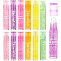 EXPRESSIONS 12pc Roll On Gloss Set Maribou Handle Carrying Case - Makeup Kids Teens Assorted Fruity Flavors Non Toxic Friendly Supplies
