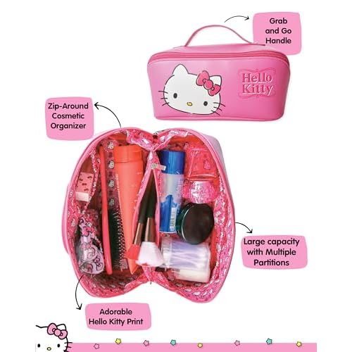 Hello Kitty Travel Makeup Bag Official License, Travel Cosmetic Bag, Sanrio Travel Pink Makeup Bag, VB701419L.NJ