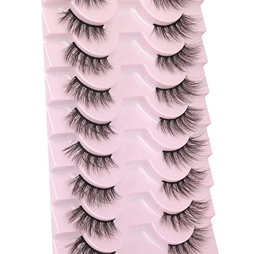 wiwoseo Half Eyelashes False Eyelashes Half Lashes Strip Natural Wispy Lashes Natural Look 14MM Eyelashes 10 Pairs Pack