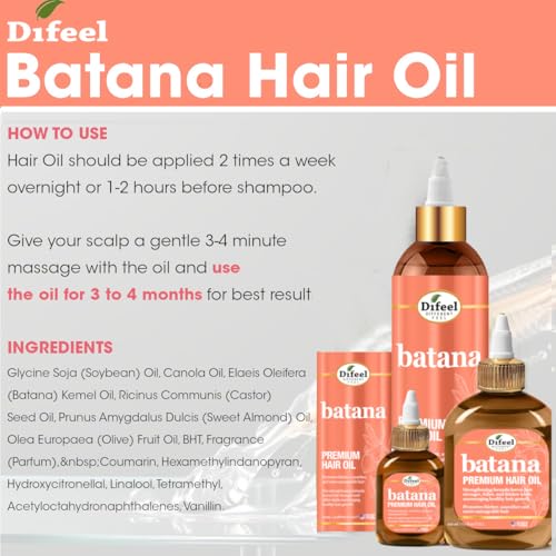 Difeel Batana Premium Hair Oil 2.5 Ounce (Travel Size) - Batana Hair Oil, Nourishing Batana Hair Growth Oil