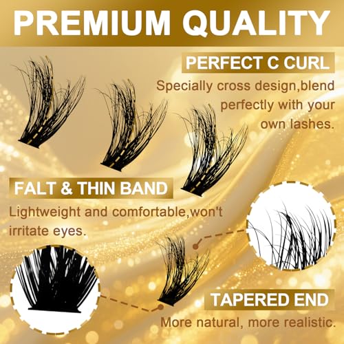 FEEGO Volume Lash Clusters Kit Eyelash Extensions Kit Lash Clusters DIY Lash 280pcs Individual Lashes Clusters 60D+80D D Curl Lashes, Double-headed mascara brush, Remover (6080D Charming Kit)