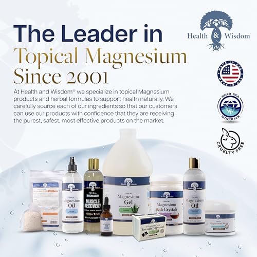 Health and Wisdom Pure Magnesium Gel with Seaweed Extract - Topical Muscle & Joint Relief- Natural and Pure Skin & Scalp Moisturizing - Enhanced Absorption - 4 Fl oz