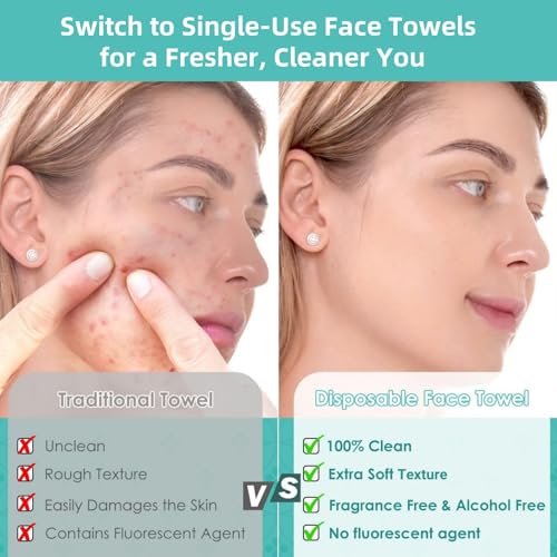 Ditoi Disposable Face Towels,Ultra Soft &Thick Face Dry Wipes for Makeup Removal,Viscose Fiber Facial Cloths for Skincare,Daily Cleansing,120 Count