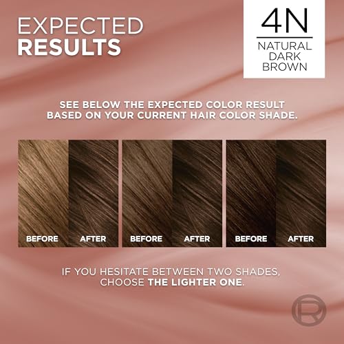 L¡¯Oreal Paris Excellence Universal Nudes Permanent Hair Color, Ammonia Free Hair Dye for Gray Hair Coverage, 4N Natural Dark Brown, 1 Hair Dye Kit