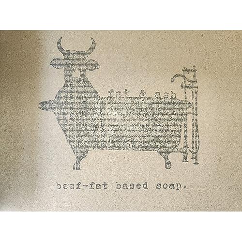 fat & ash Beef Tallow Soap Bar (4 Pack) - VERY SIMPLE INGREDIENTS - Organic and Moisturizing - Handmade in USA - Family Recipe - Long-Lasting, All-Natural, For Dry Skin