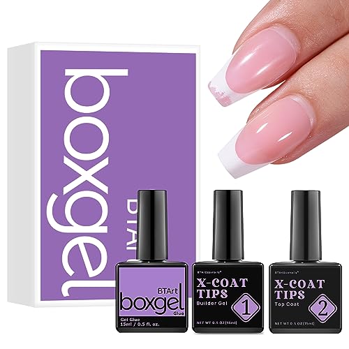 btartboxnails Nail Tips Builder Gel French Tip Press on Nails Almond