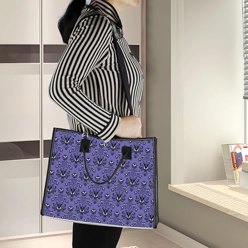 LEVLO Haunted Horror Makeup Bag - Spooky Purple Mansion Gift - Zipper Pouch Bag - Horror Ghost Merch