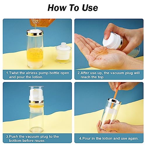 Cosywell Airless Pump Bottles 3.4oz/100ml 6 Pack Dispenser Empty Moisturizer Jars Cosmetic Container Travel Bottles for Shampoo Lotion Cream (Clear)