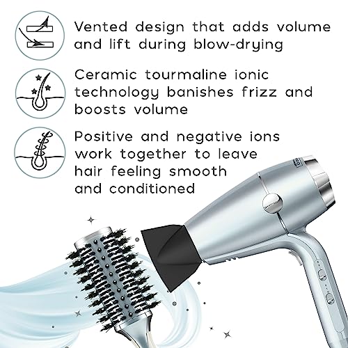 InfinitiPro by Conair Hairbrush, Porcupine Round Brush, Detangler Brush Helps Reduce Frizz and Add Volume, Smoothwrap Series in Icy Blue, Pack of 1