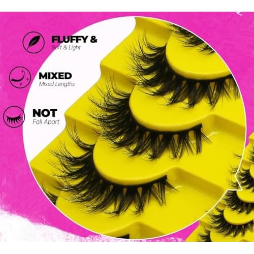 10 Pairs Black False Eyelashes, Reusable Natural to Voluminous Look for Daily & Party Makeup, Includes Pink Eyelash Curler