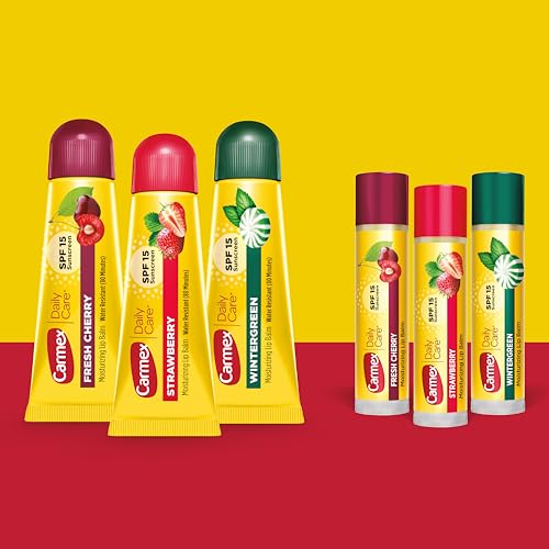 Carmex Daily Care Moisturizing Lip Balm Pack, SPF 15, Multi-Flavor Lip Care Variety Pack Bag, 9 Count (3 Tubes, 6 Sticks)