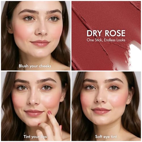 Natural Amor Blush Stick, Multi Use Makeup Stick for Eyes, Cheeks & Lips, Natural Ingredients, Dried Rose, 0.28oz