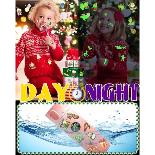 260 Styles Luminous Christmas Tattoos Party Favors for Kids, Christmas Goodie Bag Stocking Stuffers Temporary Tattoos, Christmas Classroom Gifts Treats Party Games Supplies for Kids Boys Girls