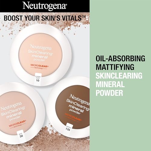 Neutrogena SkinClearing Mineral Acne-Concealing Pressed Powder Compact, Shine-Free & Oil-Absorbing Makeup with Salicylic Acid to Cover, Treat & Prevent Acne Breakouts, Nude 40, .38 oz (Pack of 2)