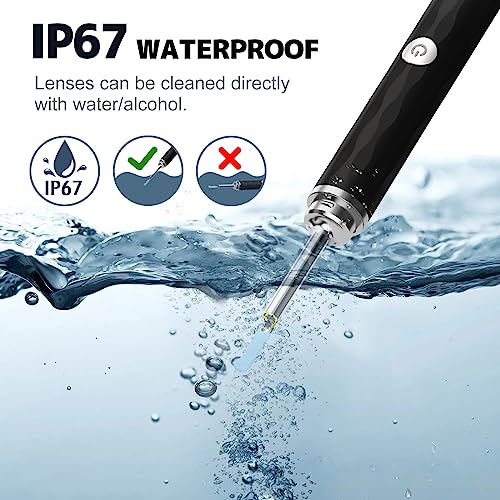 Ear Wax Removal, Ear Cleaner with Camera and Light, Ear Wax Removal Kit with 1296P Otoscope, Ear Cleaning Tool with 6 Ear Spoon, Ear Camera for iPhone & Android Phones,Black