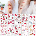 Temporary Tattoos for Women Wife, 105PCS Wedding Love Confession Couple Bridesmaid Romantic Party Body Stickers, Valentine's Day Fake Tattoos, Heart Flower Angel Decorations Gifts