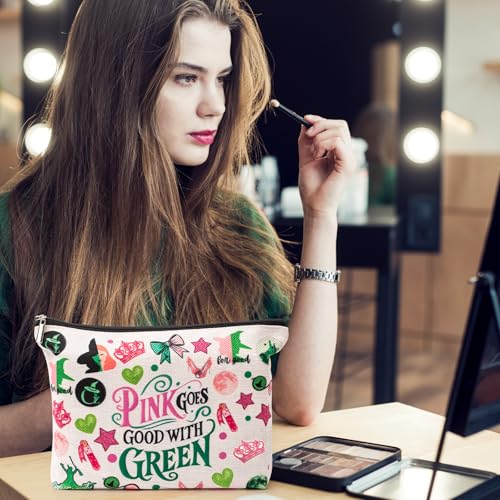 Musical witch design makeup bag with fun graphics - travel makeup bag for women and girls, evil music style makeup bag with zipper