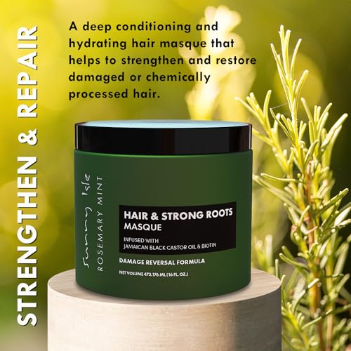 Sunny Isle Rosemary Mint Hair & Strong Roots Masque - Biotin, Jamaican Black Castor Oil - 16 oz