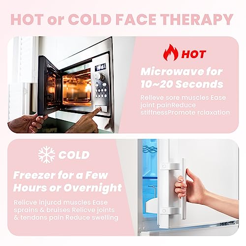 Ice Face Eye Mask for Dark Circles and Puffiness Cold Warm Compress, Gel Cold Cooling Face Mask Package for Women and Men, Migraines, Headache, Stress and Relaxation, Pink