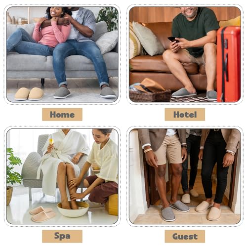 12-20 Pairs Disposable Slippers for Guest, Non Slip Disposable Slippers for Women and Men, Breathable House Slippers Indoor Outdoor for Hotel Essentials Shoeless Home Spa Travel