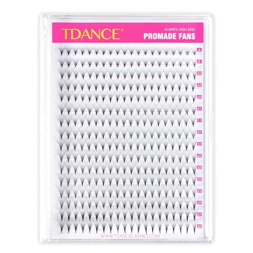 TDANCE Premade Eyelash Extensions 320 Fans - Heat Bonded Middle Stem Volume Lash Fans (320-10D-0.03-C-8-15mm)