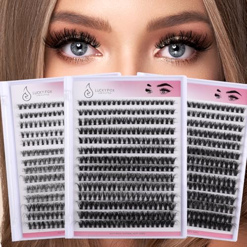 DIY EyeLashes Extensions Kit 280pcs Individual Lashes Clusters 30D 40D 50D 8-16mm Natural Fluffy Cat Eye Faux Mink Curl False Eyelash with Bond Seal Tweezers Lash Glue Remover (30D + Kit)