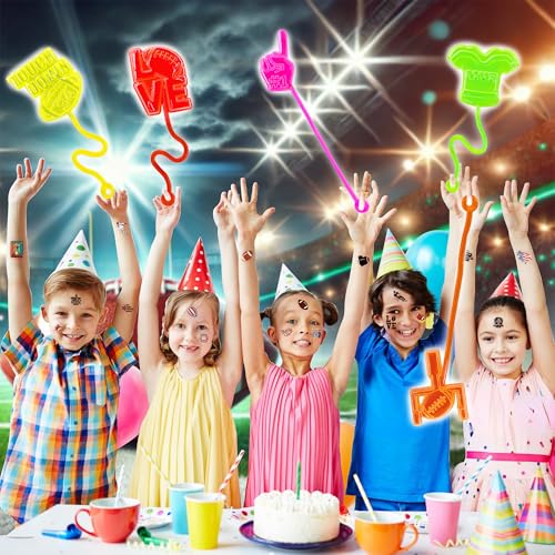 48PCS Football Party Favors - 24PCS Temporary Tattoos & 24PCS Stick Hands - Perfect Birthday Favors, Goodie Bag Stuffers, Treasure Box Toys, Classroom Prizes, and Student Gifts