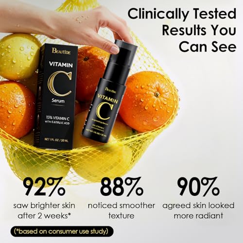 Vitamin C Serum 15% ? Brightening & Anti-Aging Serum with Vitamin E, Ferulic Acid & Hyaluronic Acid for Radiant Skin, 1 Fl Oz