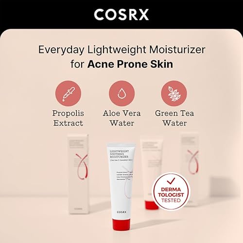 COSRX AC Collection Lightweight Soothing Moisturizer, 80ml / 2.70 fl.oz | Aloe Vera Leaves Extract 71.2% | Animal Testing Free, Paraben Free
