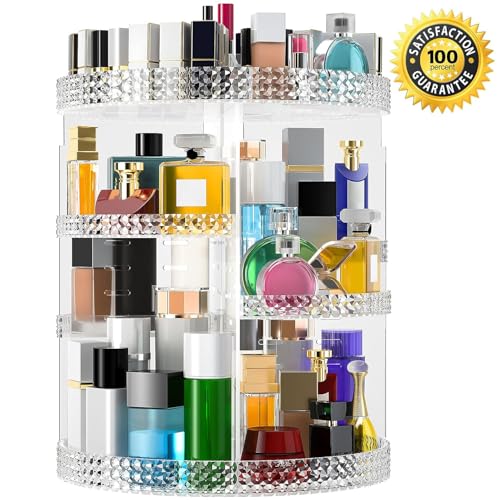 360 Rotating Makeup Organizer Countertop, Clear Acrylic Large Perfume Organizer, Organizador De Perfumes, 7 Layers Make Up Organizer and Storage Fits for Vanity and Bathroom - X-Large Clear