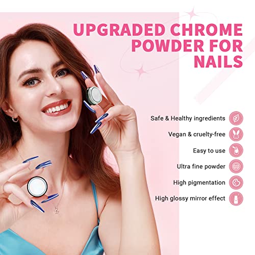 Saviland 48 Colors Mirror Chrome Nail Powder Set with 12 Colors Nail Polish Pens for Nail Art